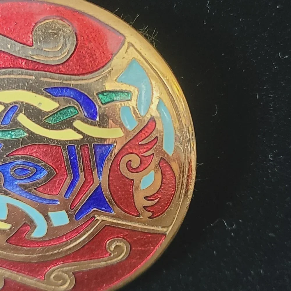 Vintage Tara Ware Book of Kells Enamel Brooch Ireland